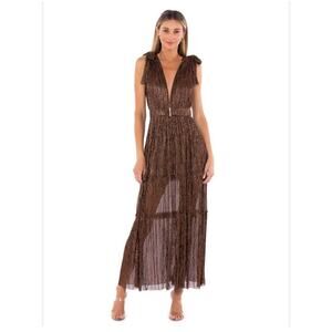 Sabina Musayev Helena Maxi Dress Medium Shimmer Tiered Glam Elegant Eveningcore